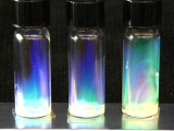 3 small glass vials of iridescent Liquid Crystals