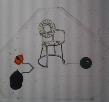 A microfluidic pattern in the shape of the chairs found on the UW Memorial Union terrace