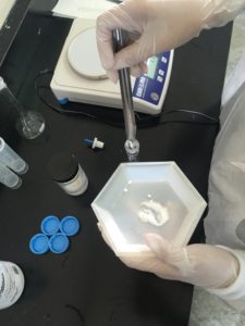 An RET participant performs an experiment