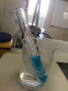 An RET participant performs an experiment