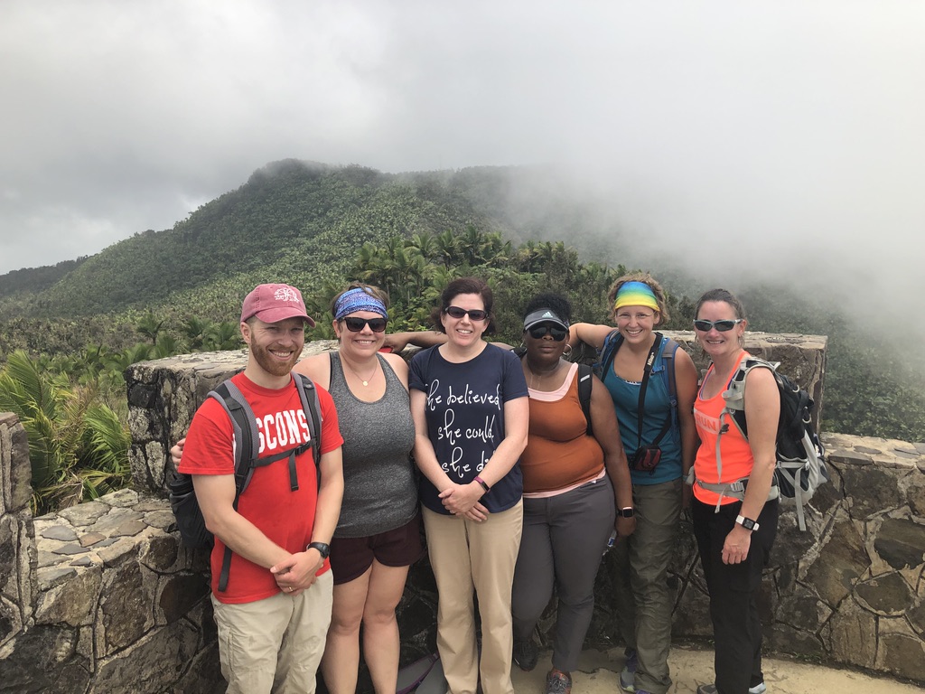 The Wisconsin RET 2019 cohort poses in the Cloud Forest in Puerto Rico