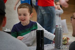 A visitor enjoys our demos