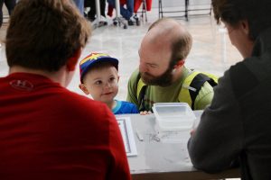 A visitor enjoys our demos