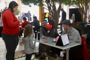 A visitor enjoys our demos