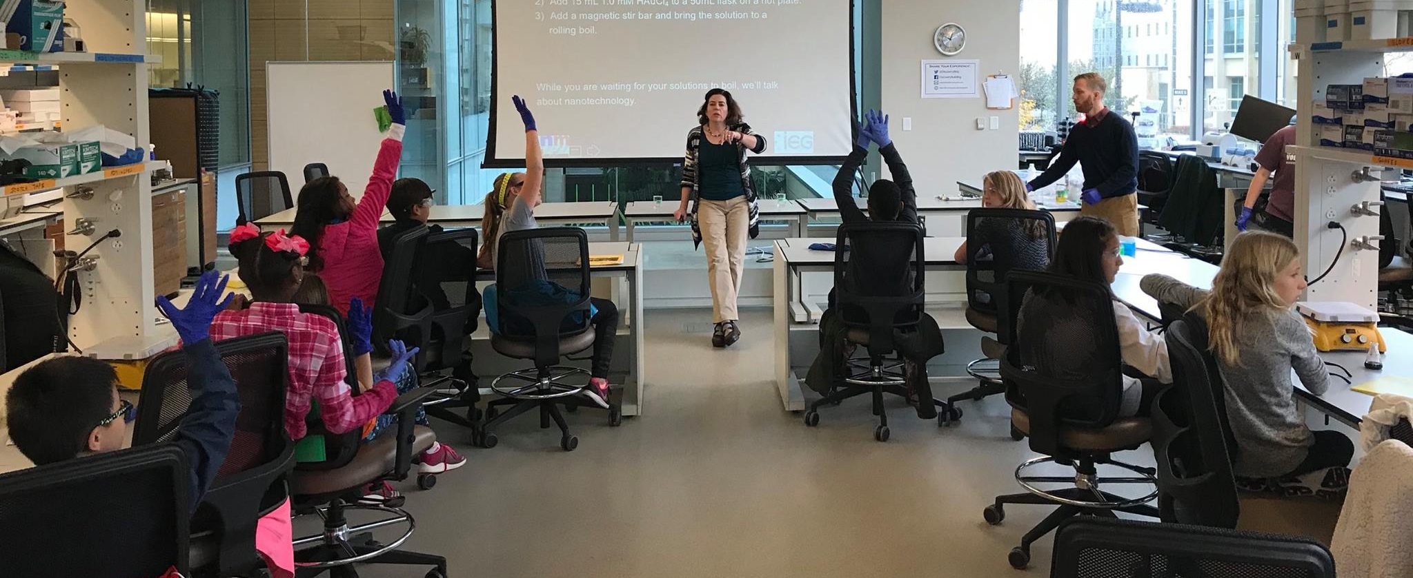 Anne Lynn answers some of the many questions during a field trip