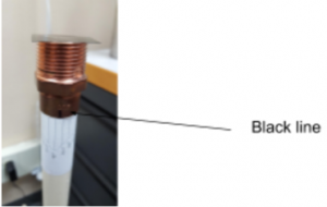Copper lens with black line highlighted